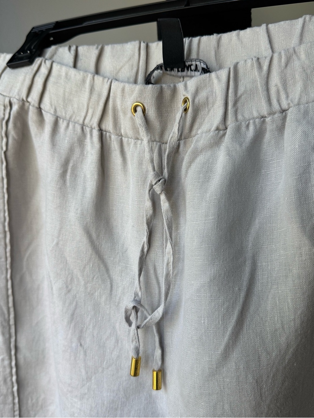 Ellen Tracy women’s Linen Drawstring Pants - Cream - Picture 3 of 5